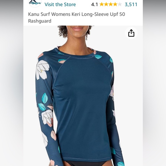 Kanu Surf Womens Keri Long-Sleeve Upf 50 Rashguard Size Medium NWT - Picture 2 of 6